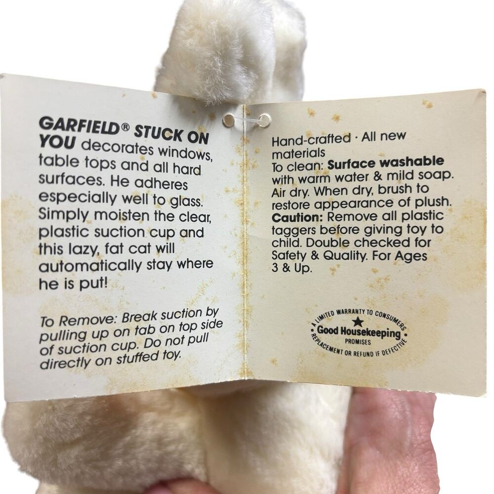 Vintage 1981 Dakin Garfield Cat “Stuck On You” Bunny Suction Cup Plush NWT Rare - Picture 7 of 9